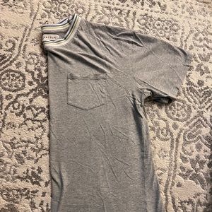 PacSun Mens Gray T-Shirt with Multicolored Scoop-Neck Detail